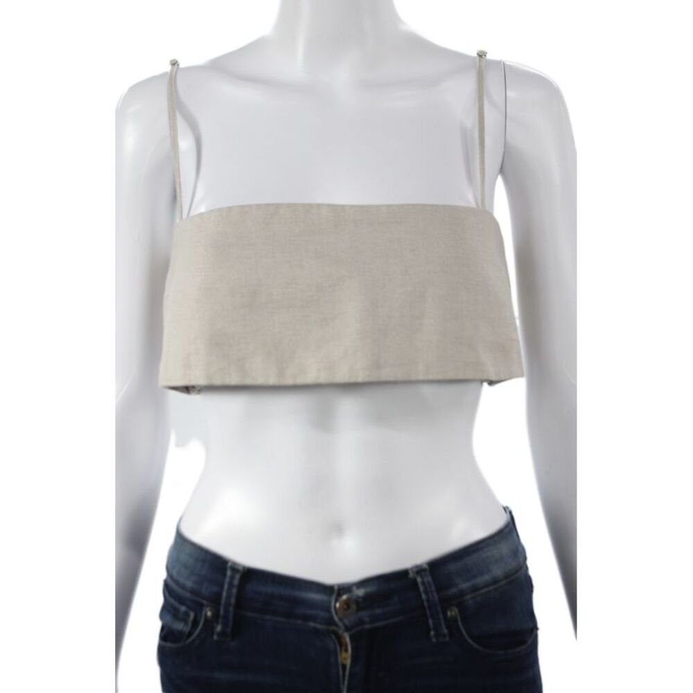 Matthew Bruch Women Linen Square Neck Camisole Beige Size 2